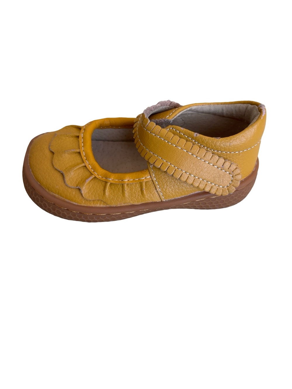 Livie & Luca Leather Mary Jane Shoes Size 4 Infant FALL Yellow Gold - Picture 8 of 11